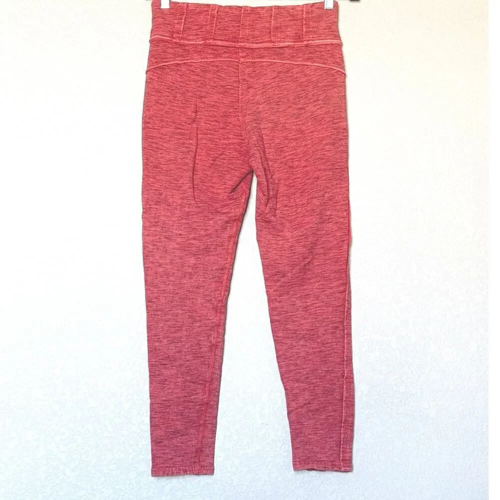 Free People High Rise Ankle Length Hybrid Leggings Size M Coral Pink